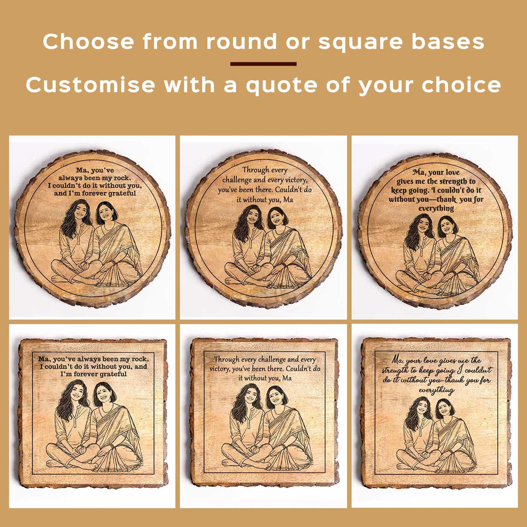 Personalized Hand Carved Engraved Mom And Daughter Theme Wooden Decorative Plaque