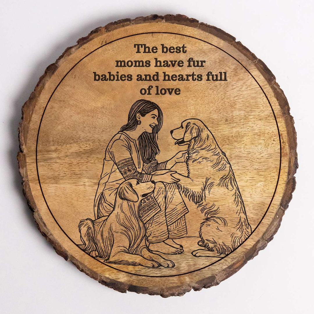 Personalized Hand Carved Engraved Pet Mom Theme Wooden Decorative Plaque