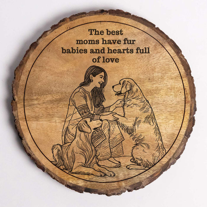 Personalized Hand Carved Engraved Pet Mom Theme Wooden Decorative Plaque