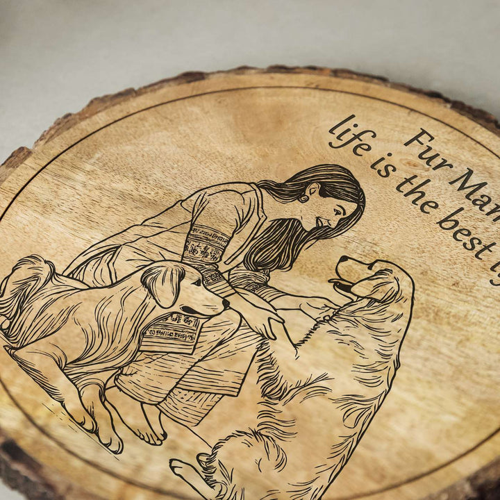 Personalized Hand Carved Engraved Pet Mom Theme Wooden Decorative Plaque