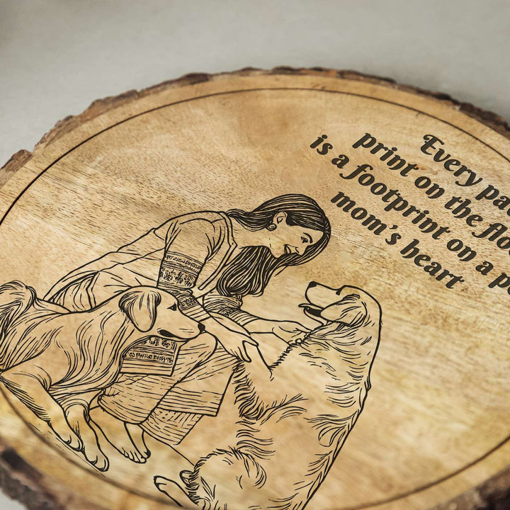 Personalized Hand Carved Engraved Pet Mom Theme Wooden Decorative Plaque