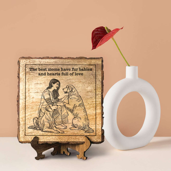 Personalized Hand Carved Engraved Pet Mom Theme Wooden Decorative Plaque