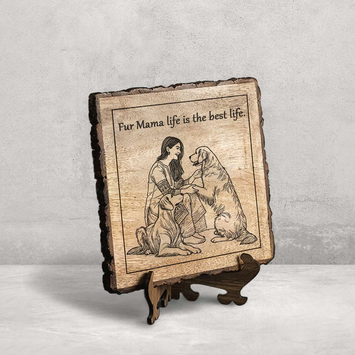 Personalized Hand Carved Engraved Pet Mom Theme Wooden Decorative Plaque