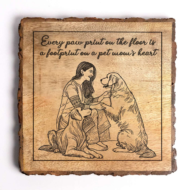 Personalized Hand Carved Engraved Pet Mom Theme Wooden Decorative Plaque