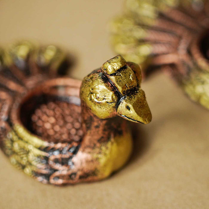 Handmade Peacock Terracotta Tealight Holder | Set Of 2