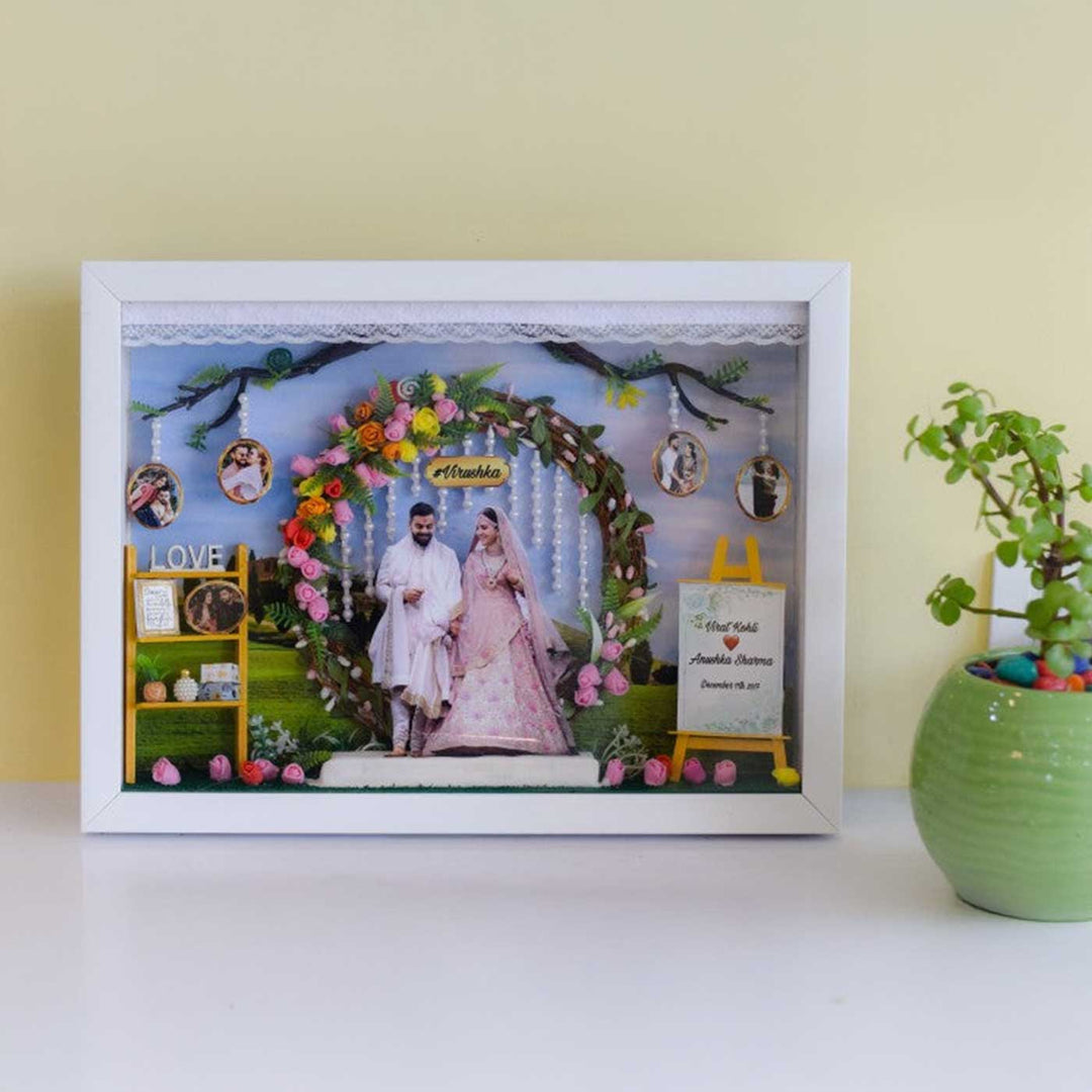 Photo Personalized Floral Theme MDF Wood Decorative Plaque With Lights