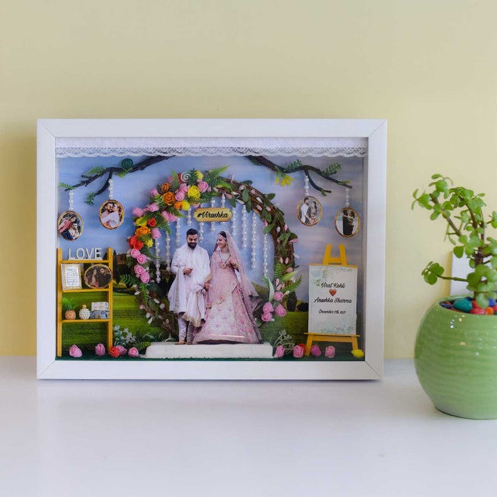 Photo Personalized Floral Theme MDF Wood Decorative Plaque With Lights