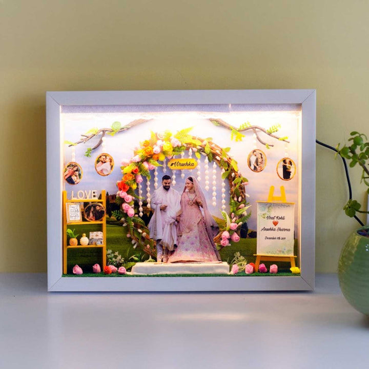 Photo Personalized Floral Theme MDF Wood Decorative Plaque With Lights