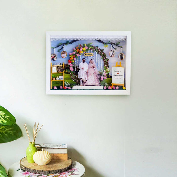 Photo Personalized Floral Theme MDF Wood Decorative Plaque With Lights