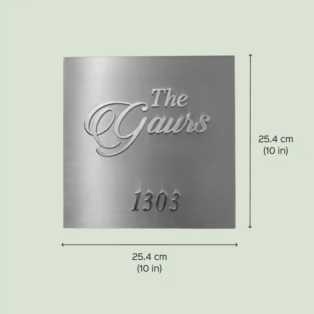 Personalized Square Minimal Design Brass Name Plate