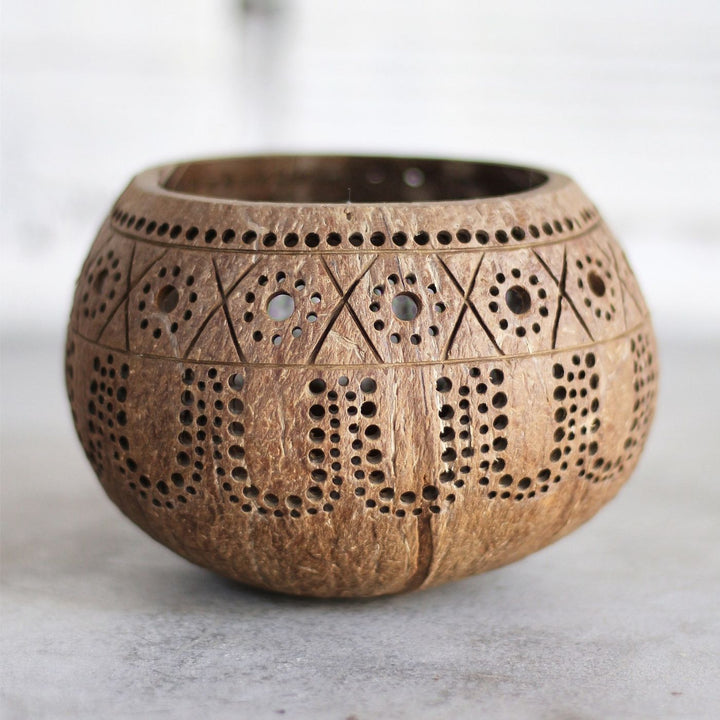 Eco-friendly Coconut Shell Tealight Holder I Tropical