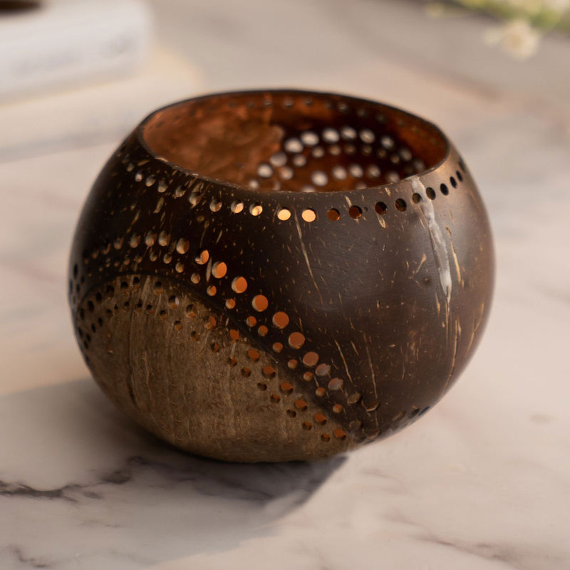 Eco-friendly Coconut Shell Tealight Holder I Exotic