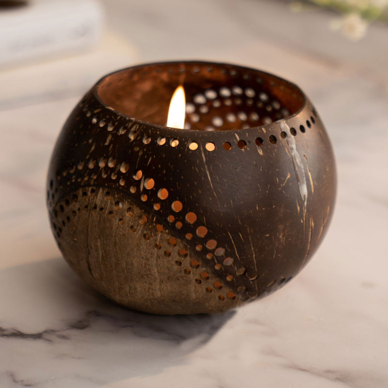 Eco-friendly Coconut Shell Tealight Holder I Exotic