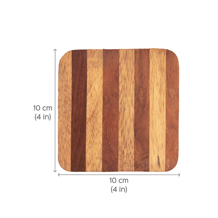 Toned Mango & Sheesham Wood Coasters & Holder I Set of 4