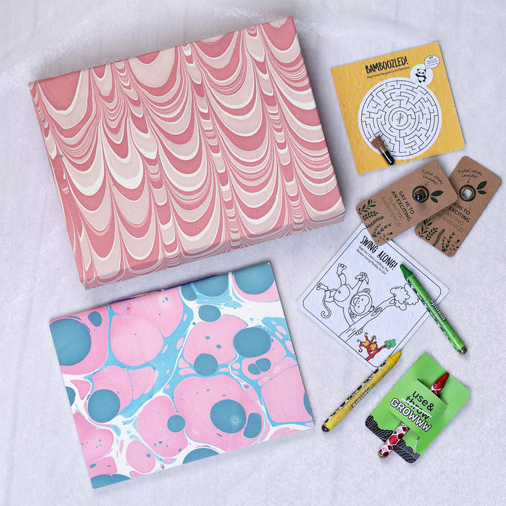 Eco-Friendly Handmade Hamper | 1 A5 Notebook, 1 Doodle Kit, 3 Crayons, 2 Seeds & 1 Gift Box