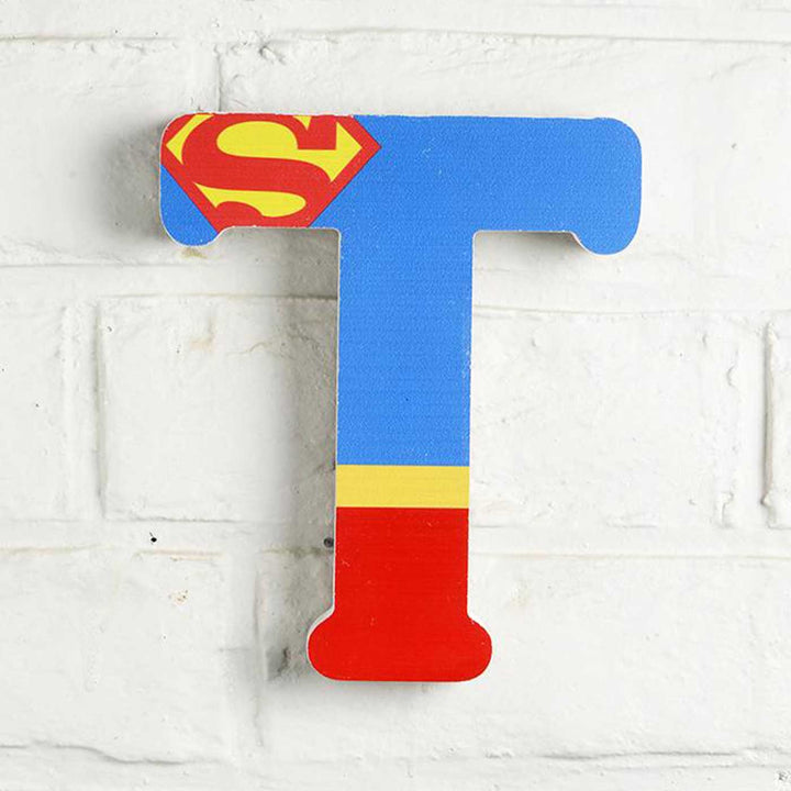 Handmade Superman Theme MDF Wood 3D Wall Letter For Kids - T