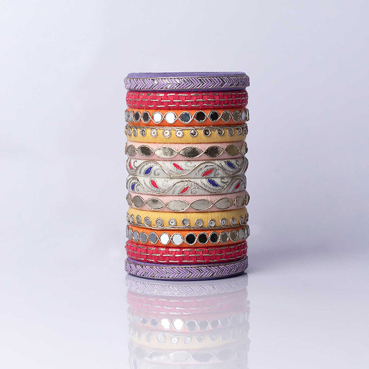 Multicolor Handcrafted Aarushi Embroidered Bangles | Set of 12