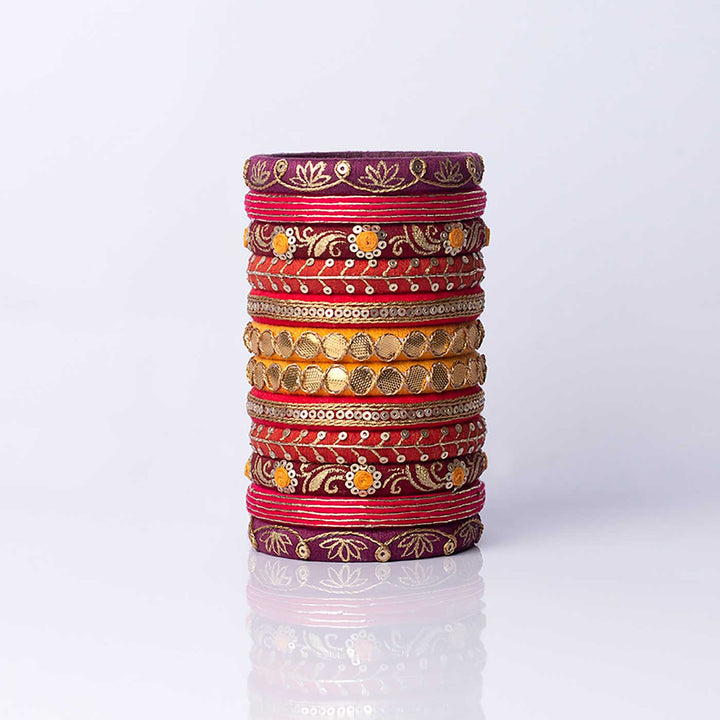 Multicolor Handcrafted Inara Embroidered Bangles | Set of 12
