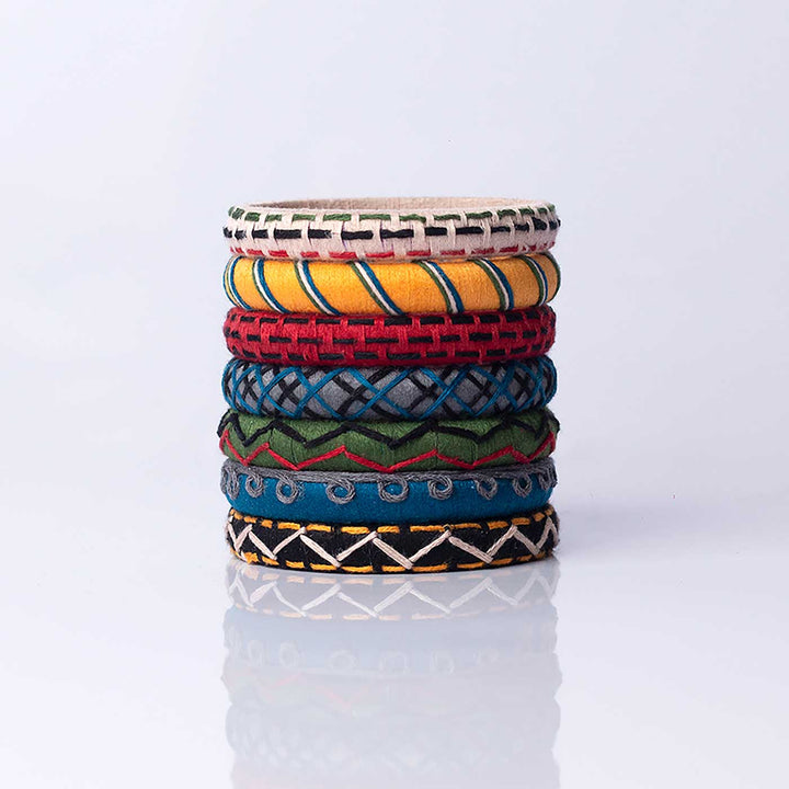 Multicolor Handcrafted Mandira Thread Bangles | Set of 7