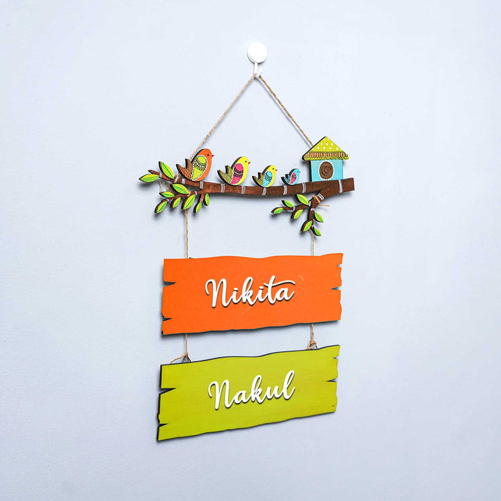 Customized Hand-painted Sparrow Plank Style Name Plate