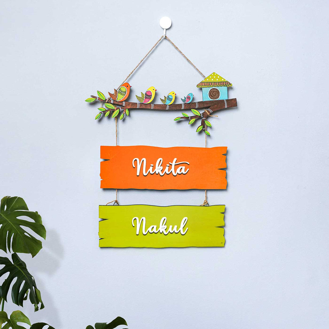 Customized Hand-painted Sparrow Plank Style Name Plate