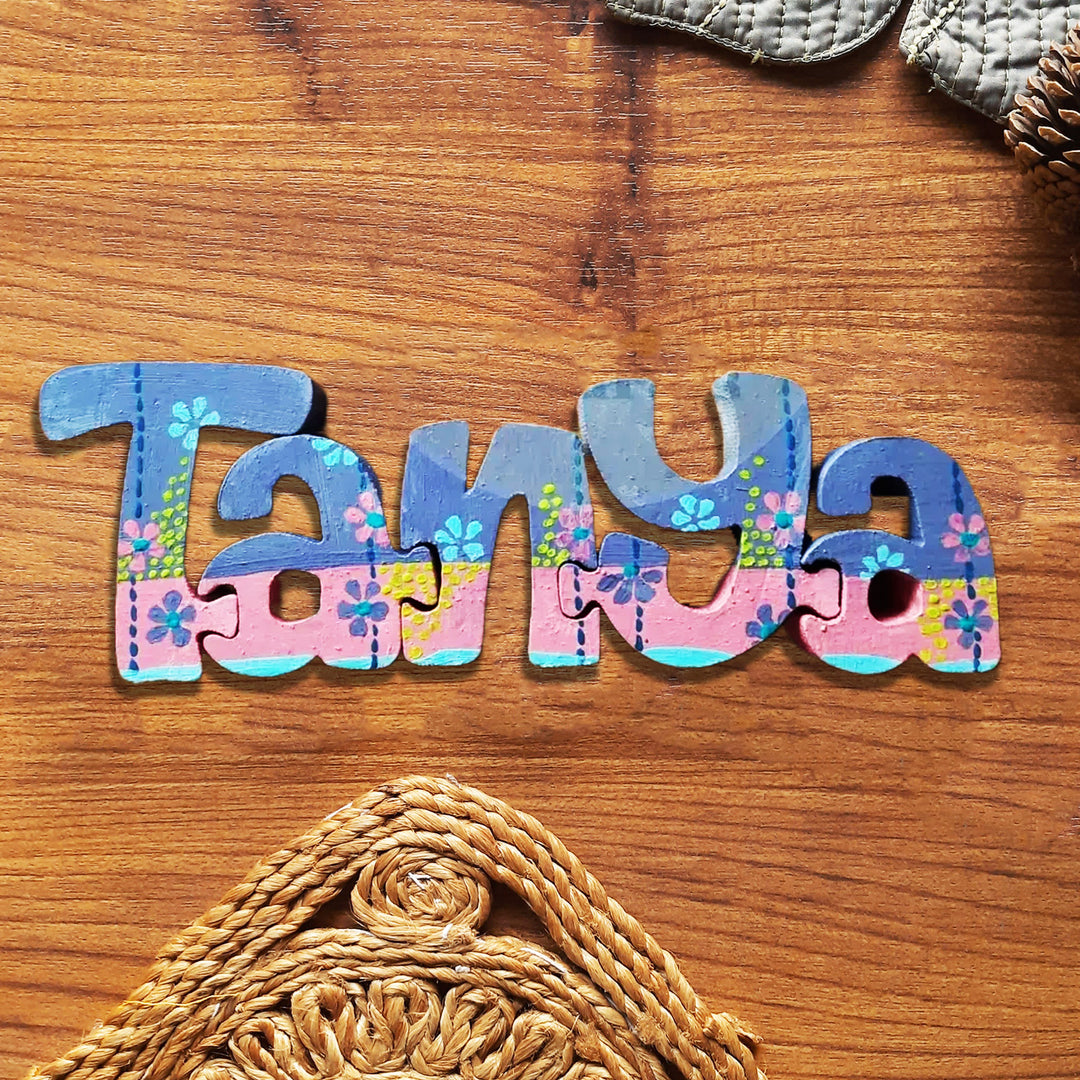 Hand Painted Wooden Jigsaw Name Blocks