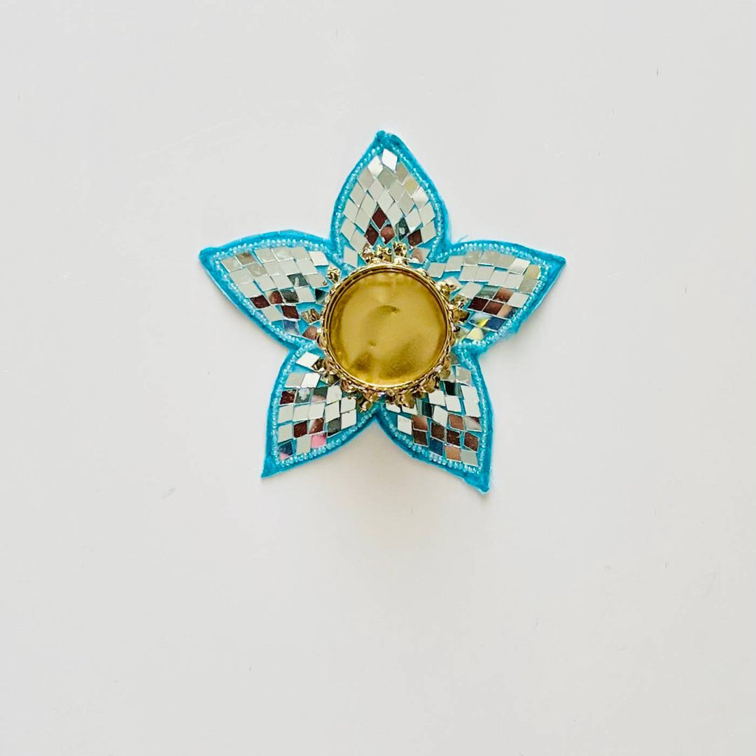 Handmade Mirror Work Star Design Tealight Holder