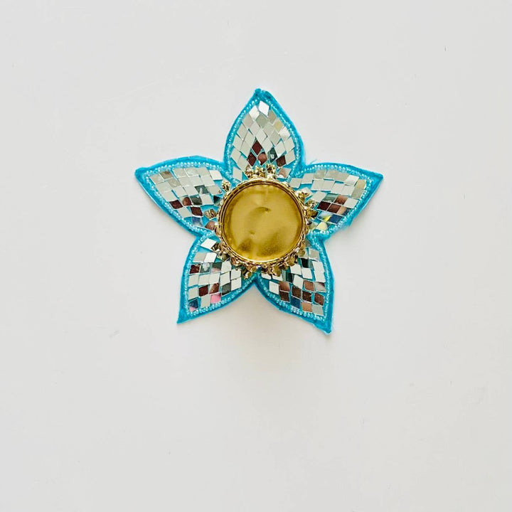 Handmade Mirror Work Star Design Tealight Holder