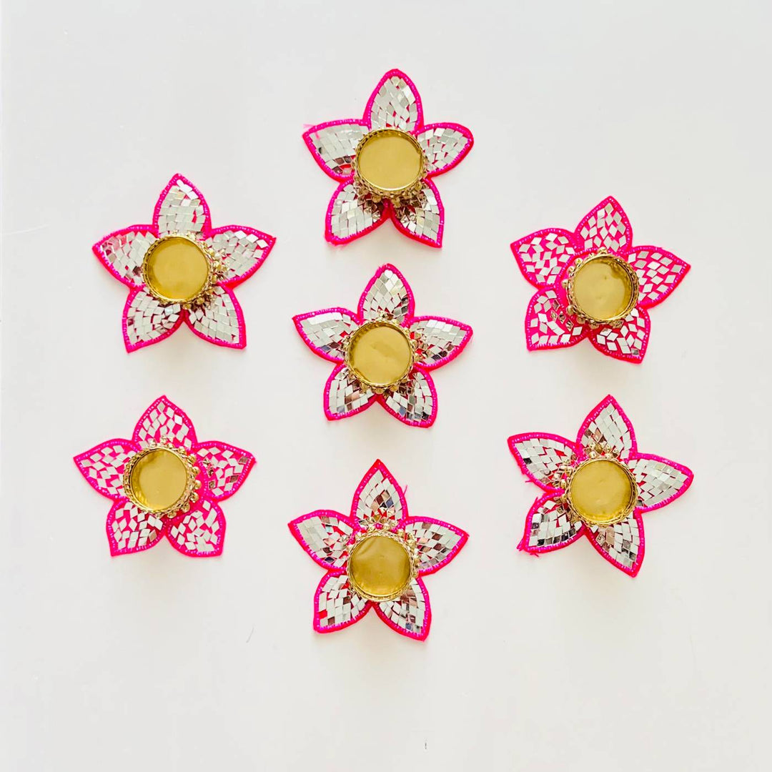 Handmade Mirror Work Star Design Tealight Holder