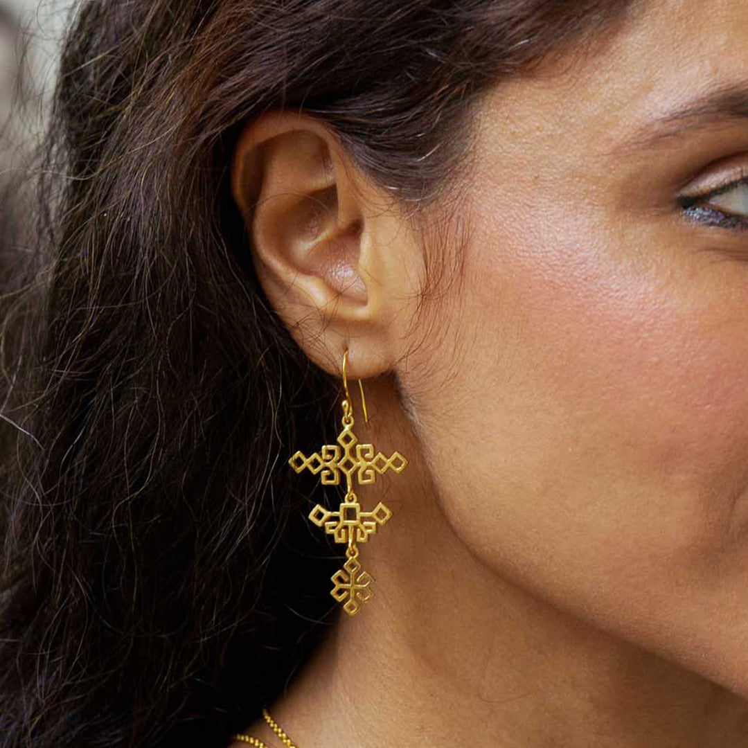 Handmade Tarang 22k Gold Plated Silver Earrings