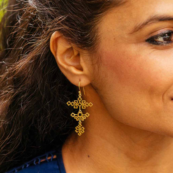 Handmade Tarang 22k Gold Plated Silver Earrings