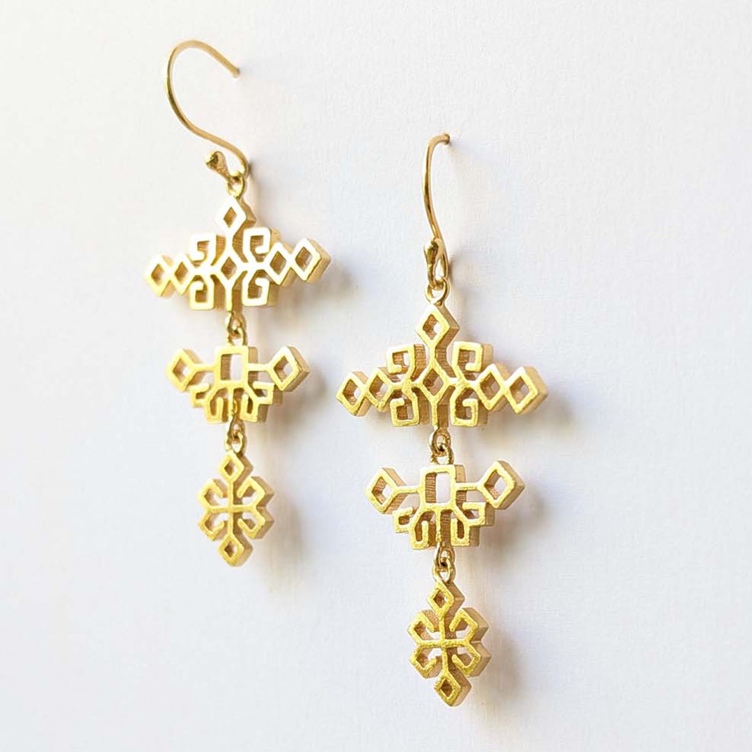 Handmade Tarang 22k Gold Plated Silver Earrings