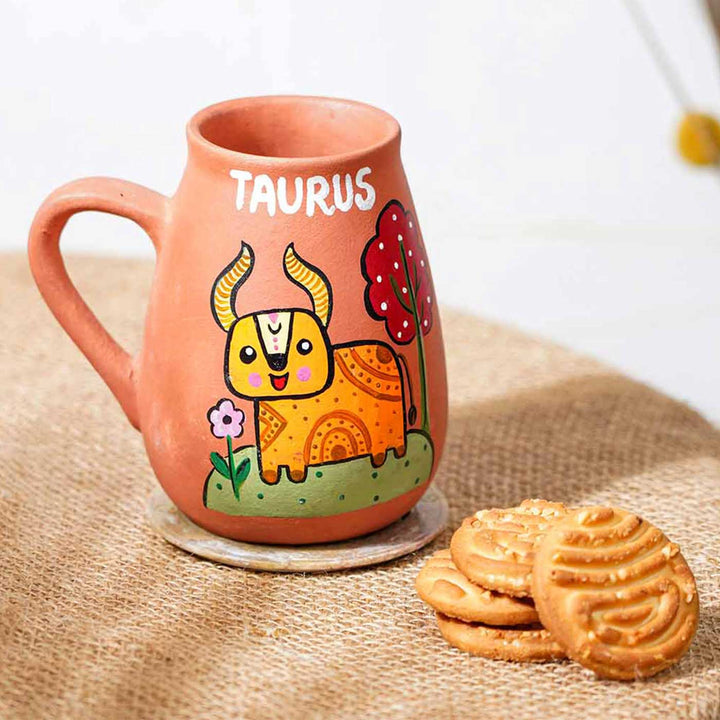 Personalized Hand-painted Taurus Zodiac Sign Terracotta Mug