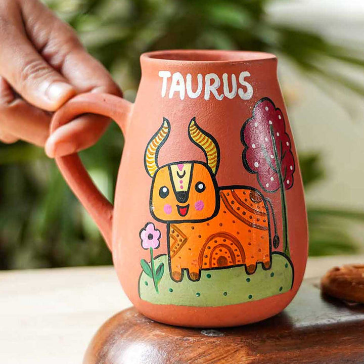 Personalized Hand-painted Taurus Zodiac Sign Terracotta Mug
