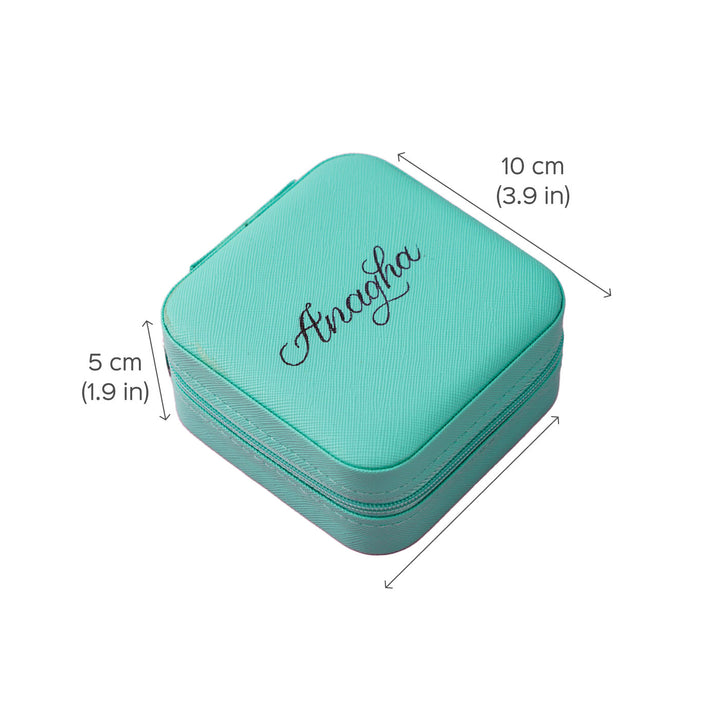 Personalized Mini Teal Jewelry Box