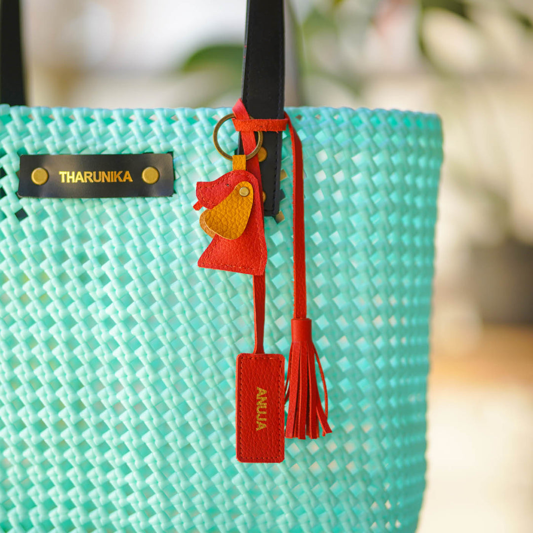 Pastel Blue Monocolor Handmade Wire Koodai Tote Bag