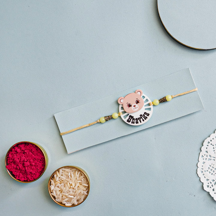 Personalized Handmade Animal Kids Acrylic Rakhi With Roli Chawal