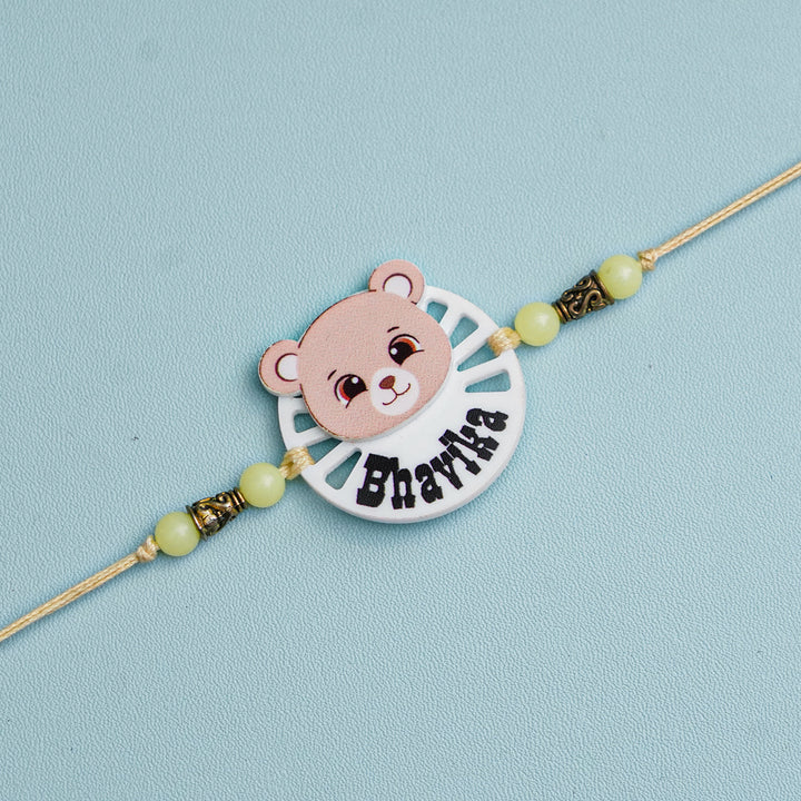 Personalized Handmade Animal Kids Acrylic Rakhi With Roli Chawal