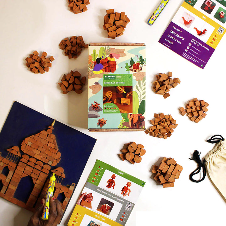 Terracotta Bricks Deluxe DIY Construction Kit Gift Pack | 276 Assorted Bricks
