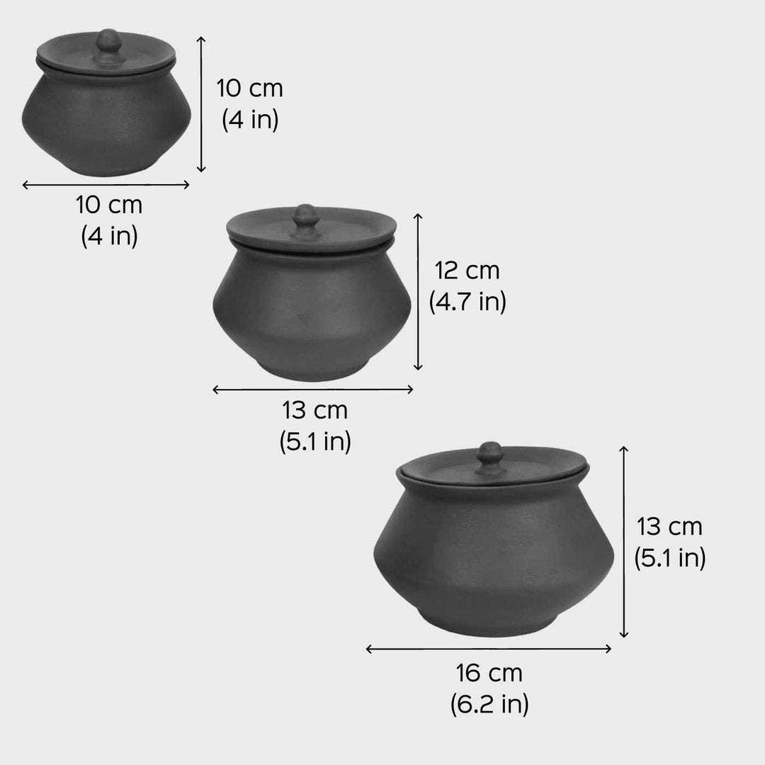 Handmade Terracotta Dahi Serving Handi / Pot | Set Of 3
