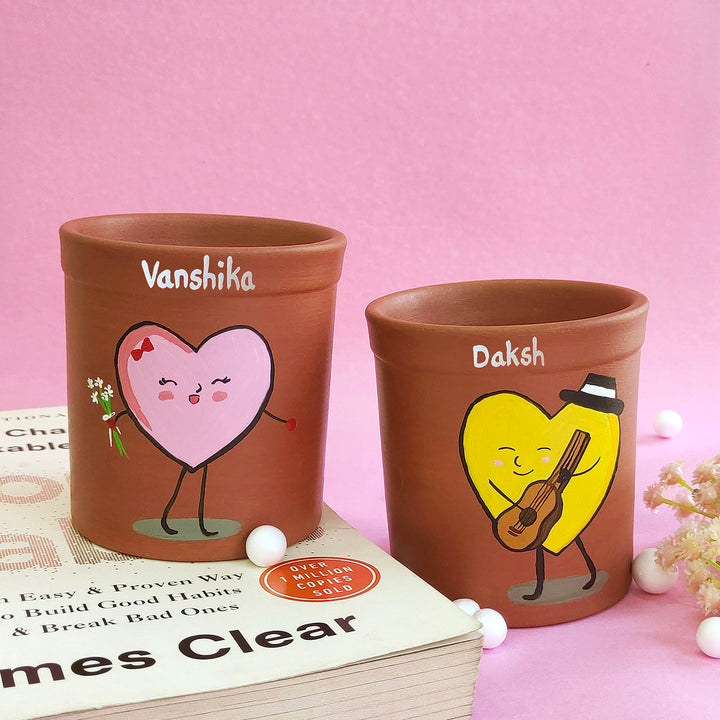 Handpainted Terracotta Personalized Tumblers for Couples