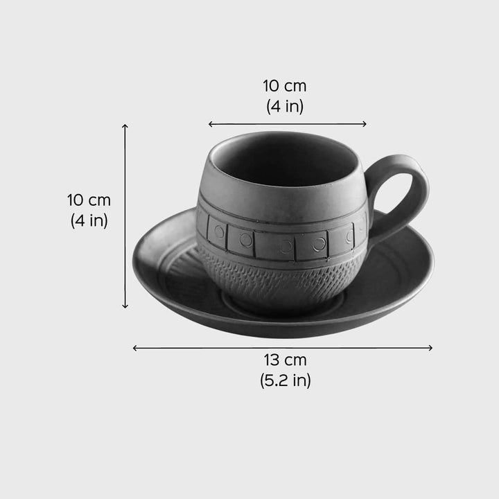 Handmade Maharaja Terracotta Tea Cups With Saucers | Set Of 6, 12Pcs