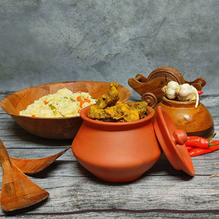 Handmade Terracotta Dahi Serving Handi / Pot | Set Of 3