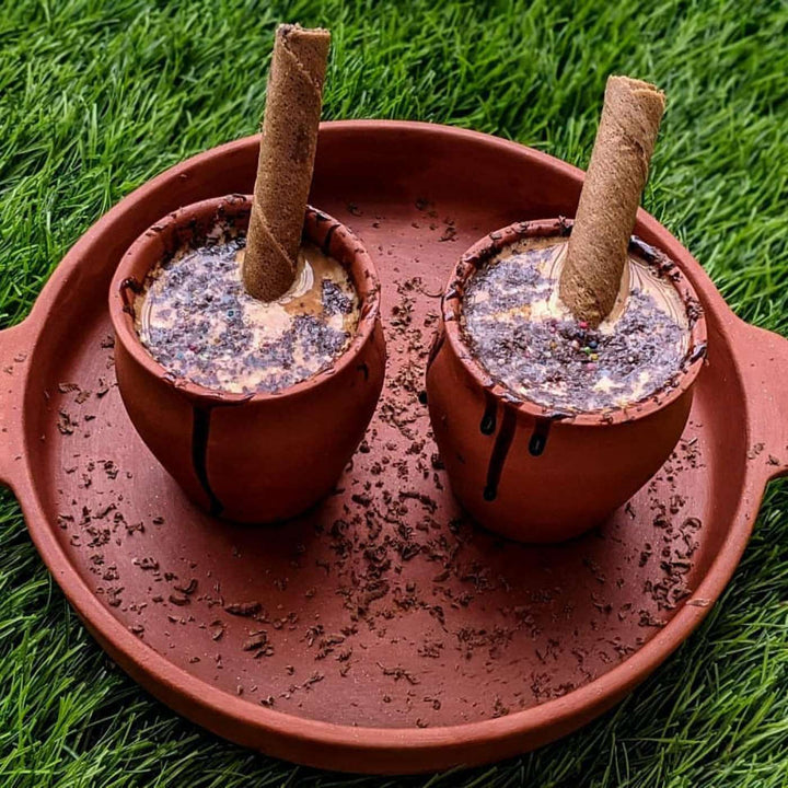 Handmade Reusable Terracotta Kulhads WIth Tray | Set Of 7