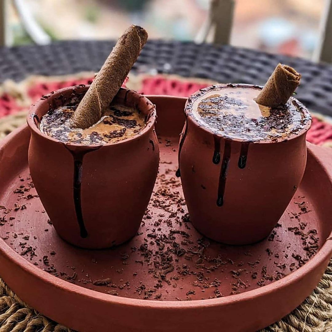 Handmade Reusable Terracotta Kulhads WIth Tray | Set Of 7