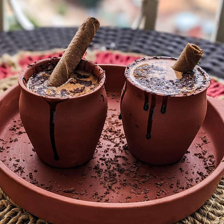 Handmade Reusable Terracotta Kulhads WIth Tray | Set Of 7