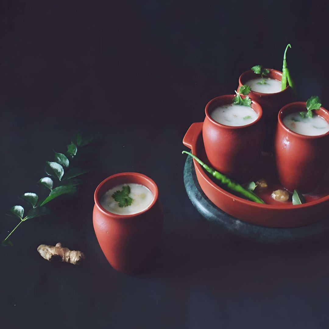 Handmade Reusable Terracotta Kulhads WIth Tray | Set Of 7
