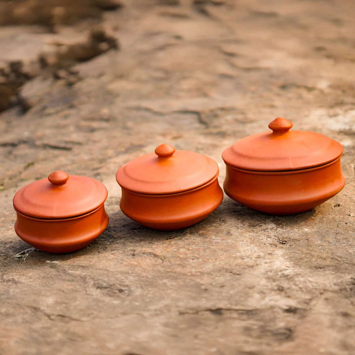 Handmade Terracotta Serving Handi / Pot | Set Of 3