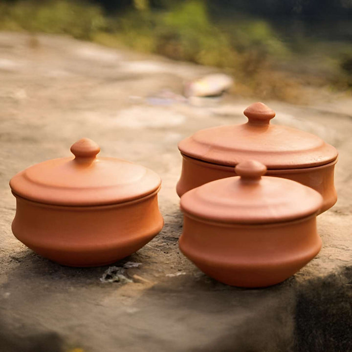Handmade Terracotta Serving Handi / Pot | Set Of 3