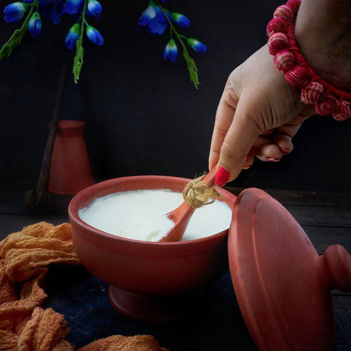 Handmade Terracotta Serving Handi / Pot With Joint Stand